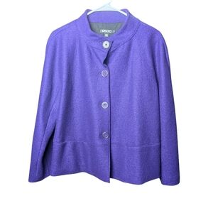 New DKNY Purple Wool Coat Jacket Women's Size 10 Button Up Pockets Lined Vintage